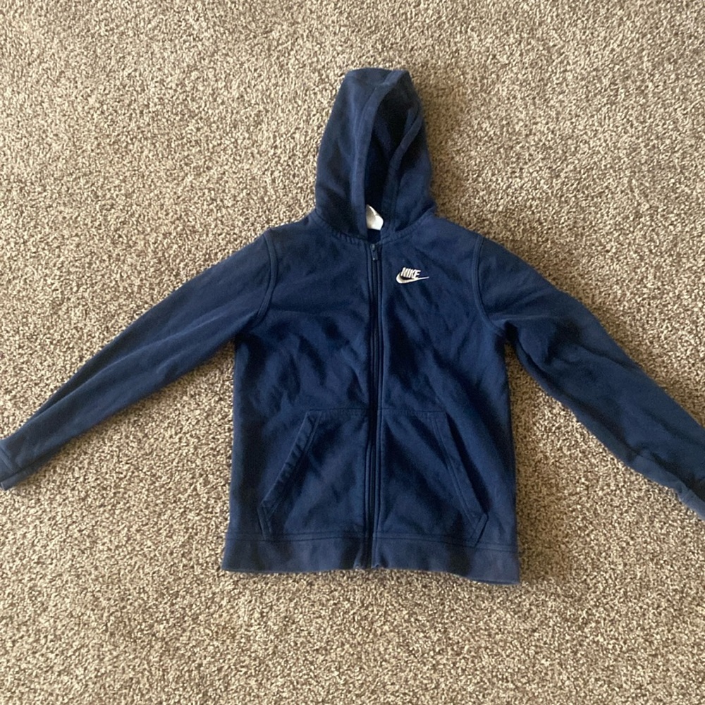 Youth Large Zip Up Nike Hoodie Navy Blue